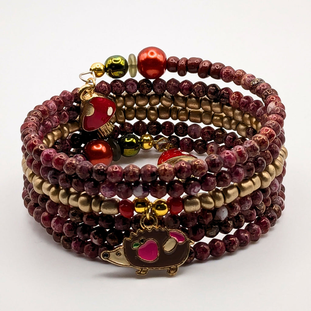 Hedgehog Beaded Wrap Cuff Bracelet image 0
