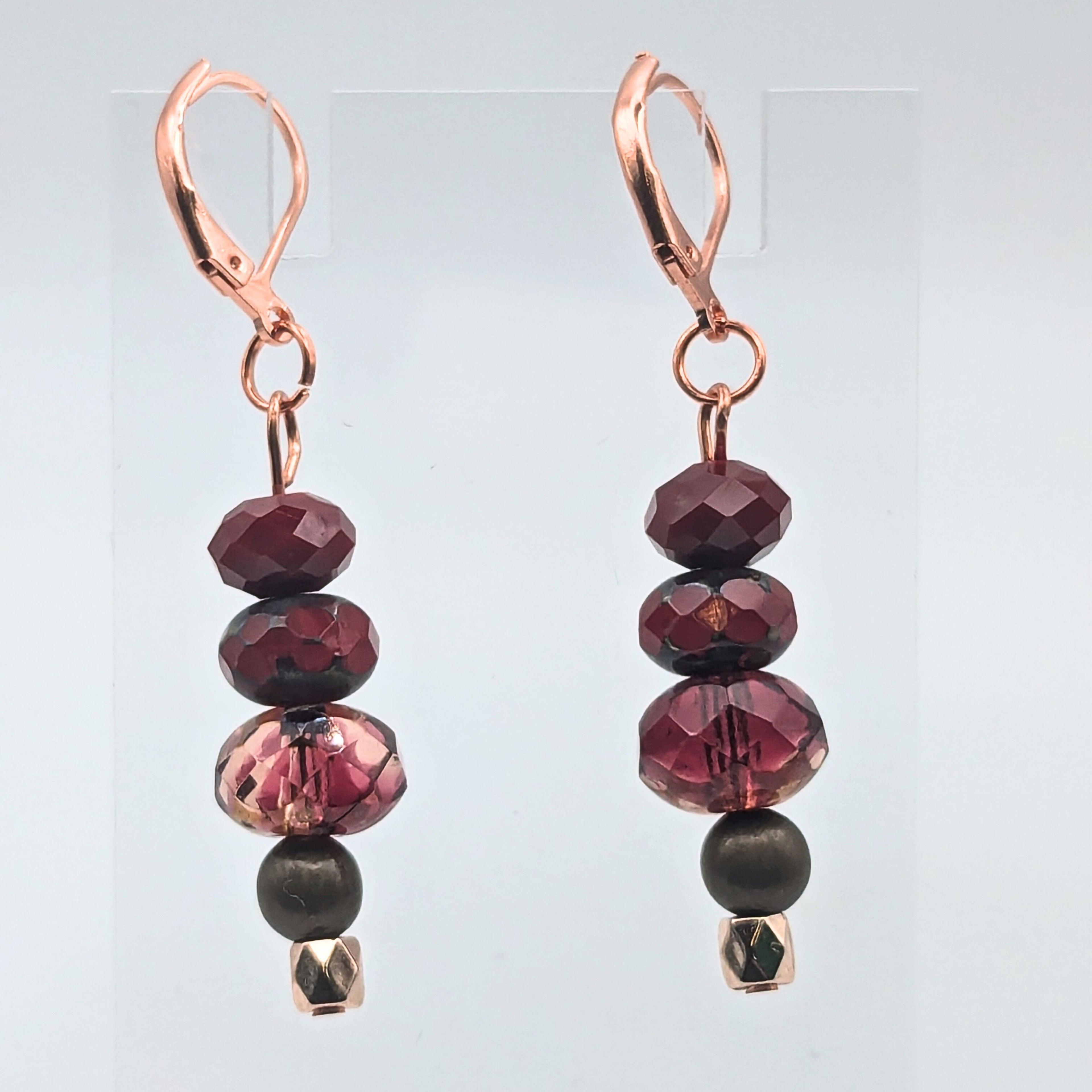 Red Stacked Dangle Earrings image 1