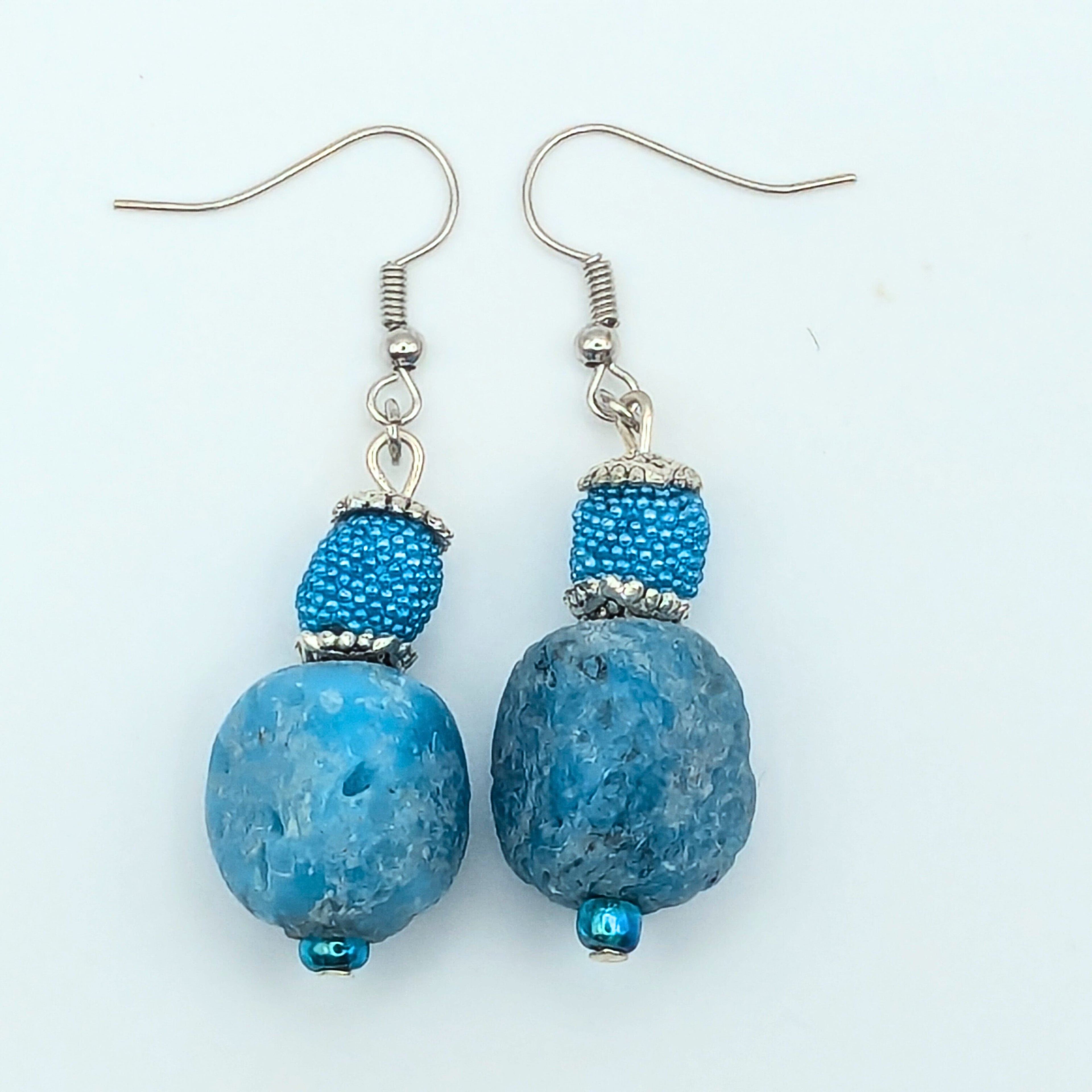 Chunky Light Blue Dangle Earrings image 2