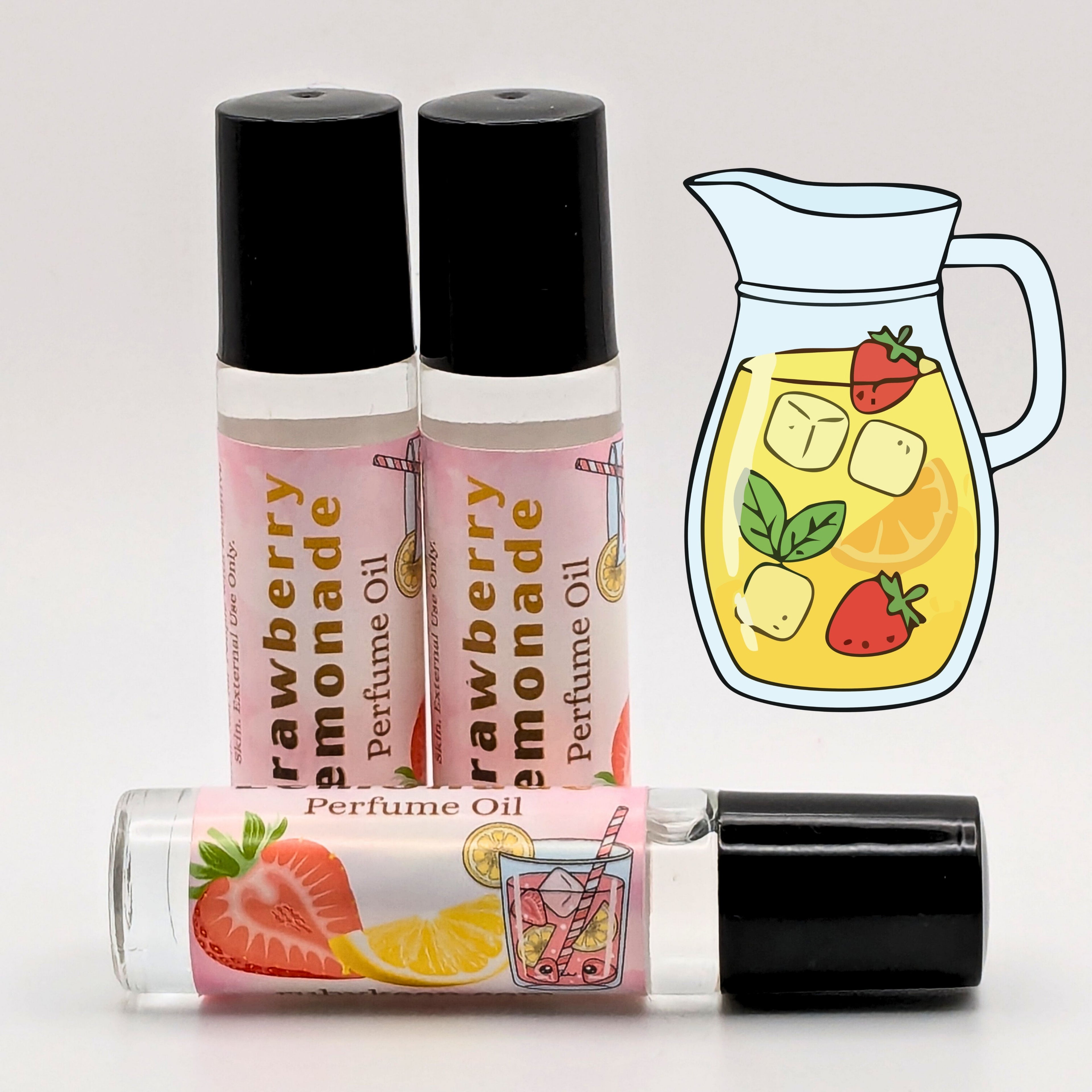 Strawberry Lemonade Perfume Oil | 7ml Fruity Citrus Roll On | Sweet Summer Scent image 0