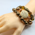 Brown Beaded Bracelets for Women Jewelry Boho Beaded 3 Stacked Set image 0