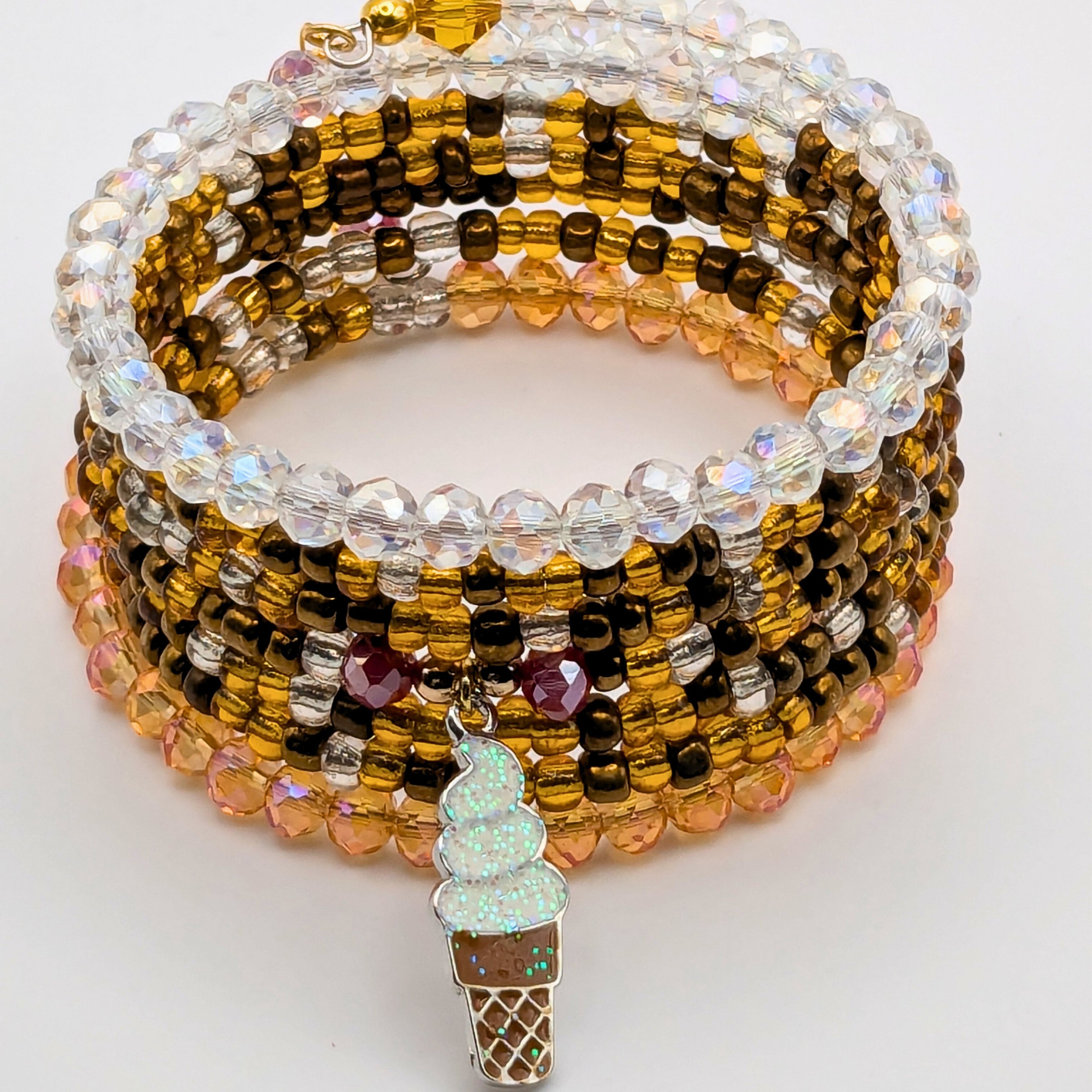 Beaded Cuff Bracelet With Vanilla Ice Cream Scoop image 3
