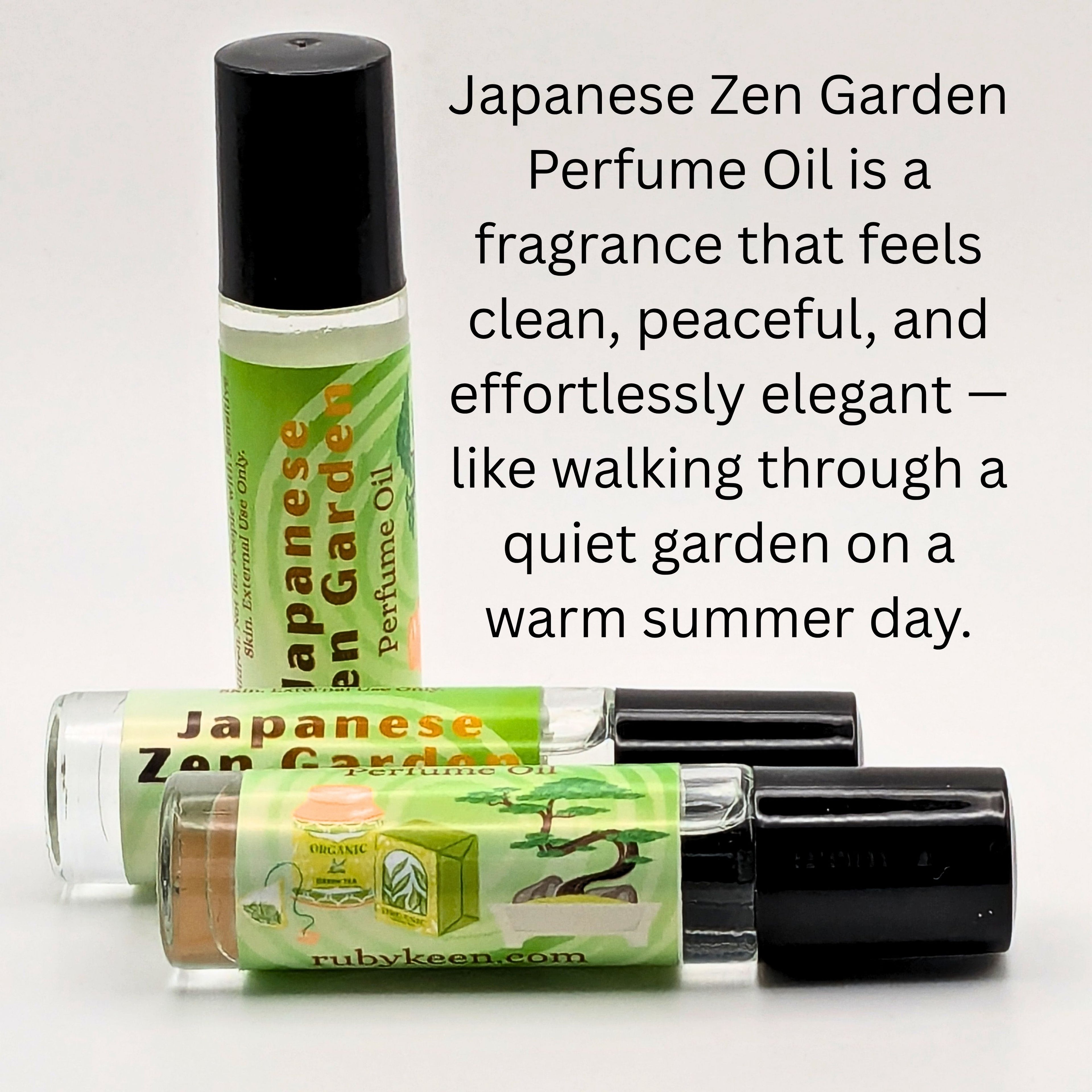 Japanese Zen Garden Perfume Oil | Fresh Green Tea Floral Scent | 7 ml Roll On image 1