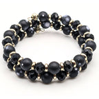 Satin Black Beaded Cuff Bracelet image 2