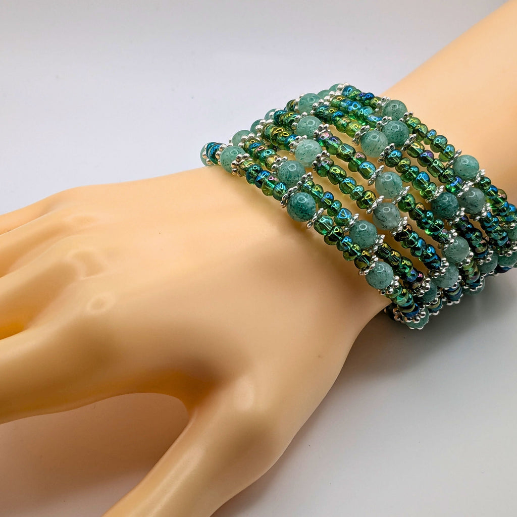Chunky 7 Layer Beaded Wrap Cuff Bracelet image 3