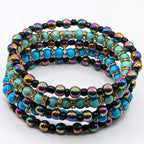Light Blue Beaded Bracelets for Women Jewelry Boho Beaded 5 Stacked Set image 3