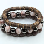 Neutral Beaded Bracelets for Women Jewelry Boho Beaded 3 Stacked Set image 2