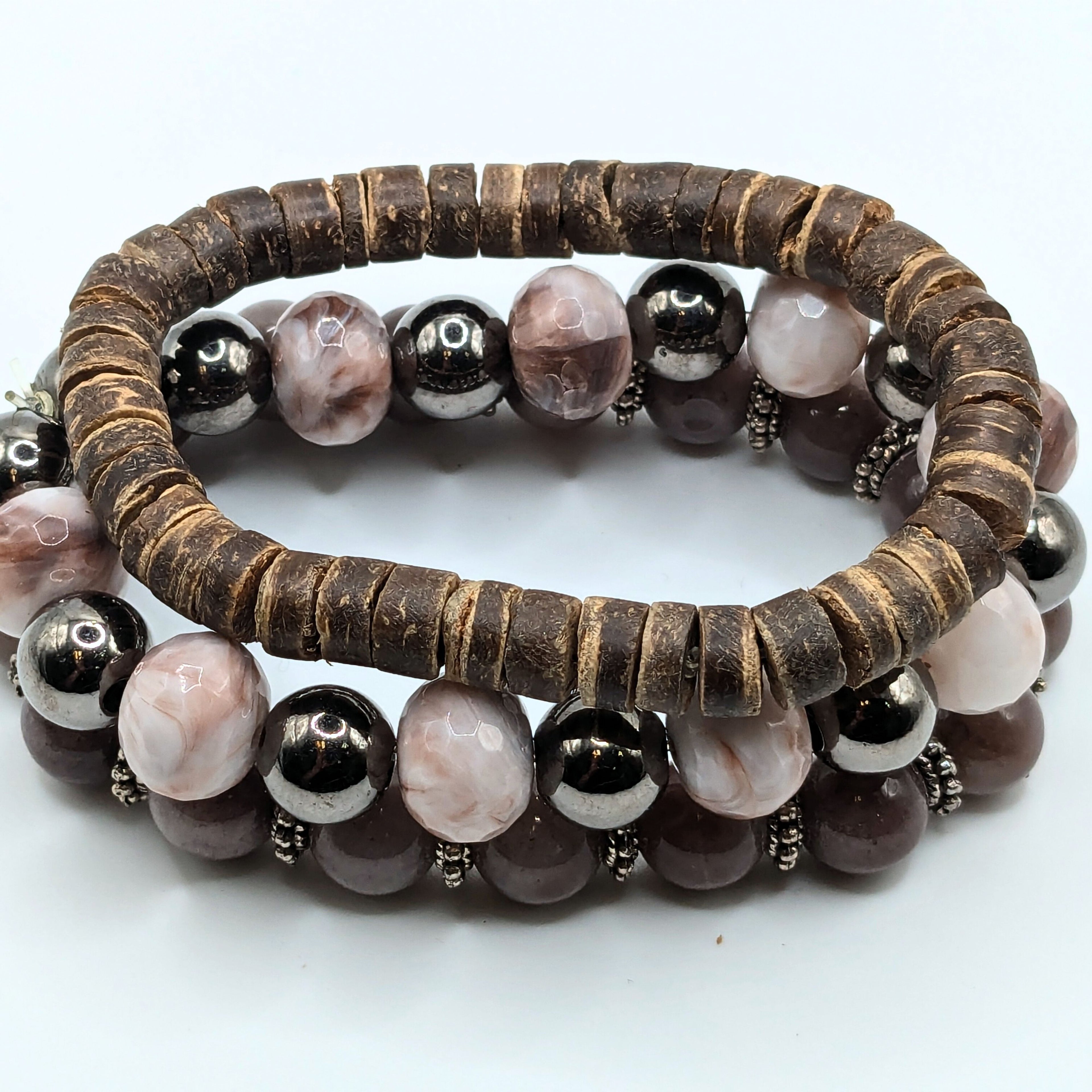 Neutral Beaded Bracelets for Women Jewelry Boho Beaded 3 Stacked Set image 2