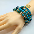 Teal Beaded Bracelets for Women Jewelry Boho Beaded 4 Stacked Set image 0