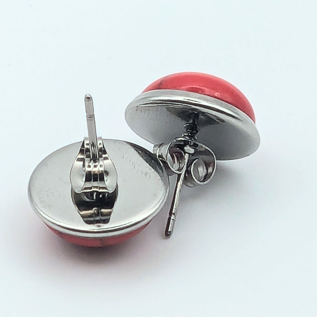 Red Stone Stud Earrings image 4