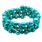3 Layer Teal Beaded Cuff Bracelet image 2