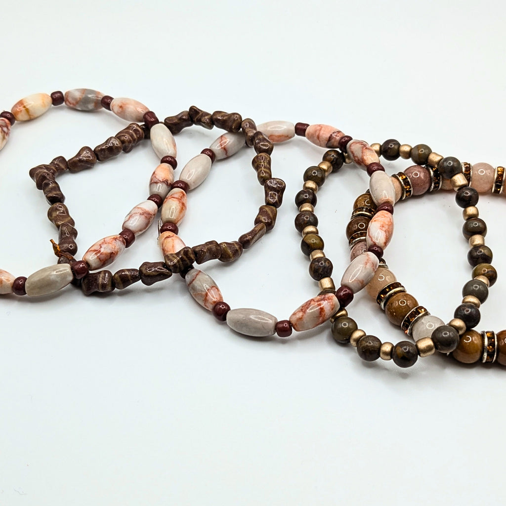 Mixed Beaded Bracelets for Women Jewelry Boho Beaded 5 Stacked Set image 1