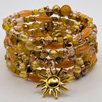 Yellow And Gold Sun Goddess Beaded Cuff Bracelet image 1