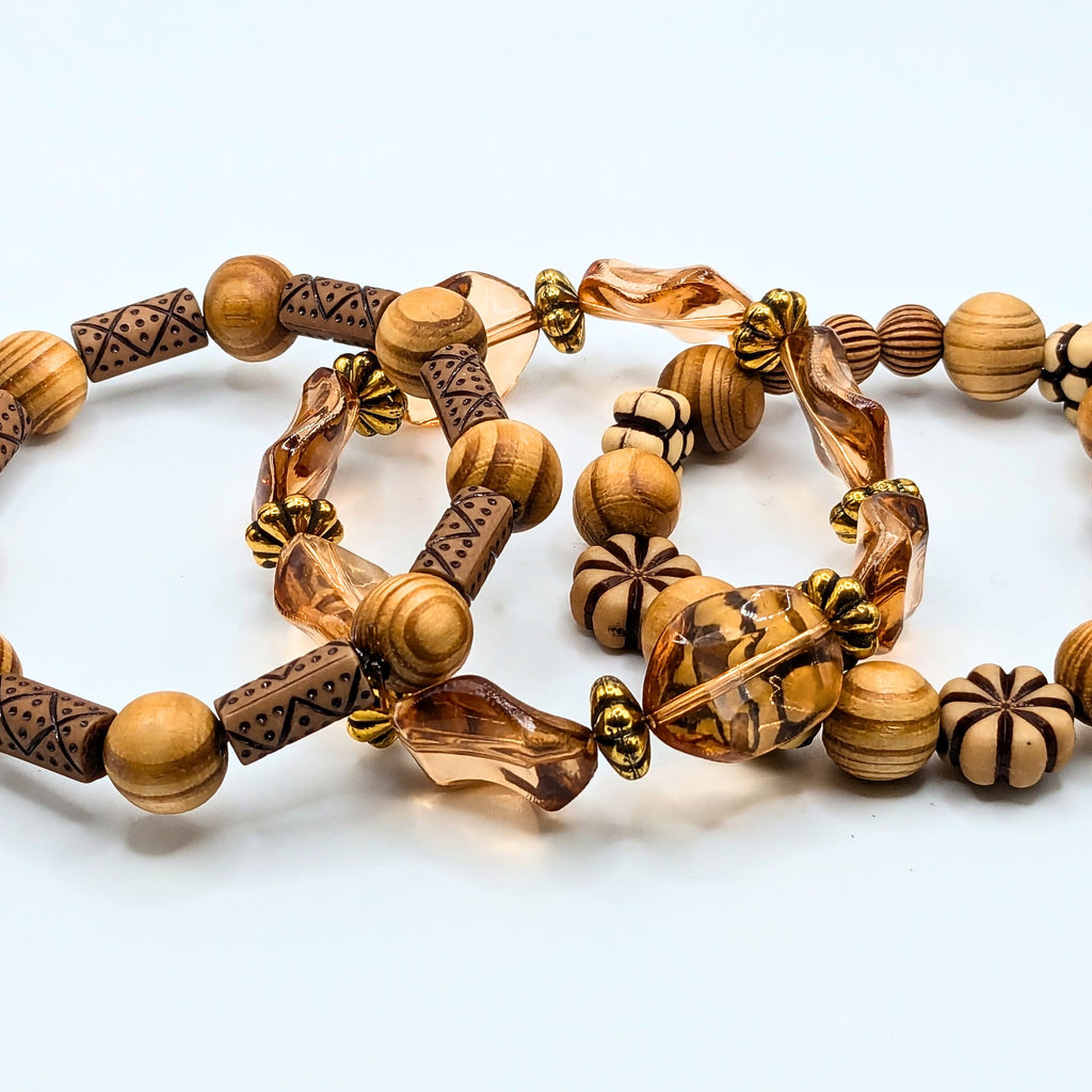 Brown Beaded Bracelets for Women Jewelry Boho Beaded 3 Stacked Set image 1