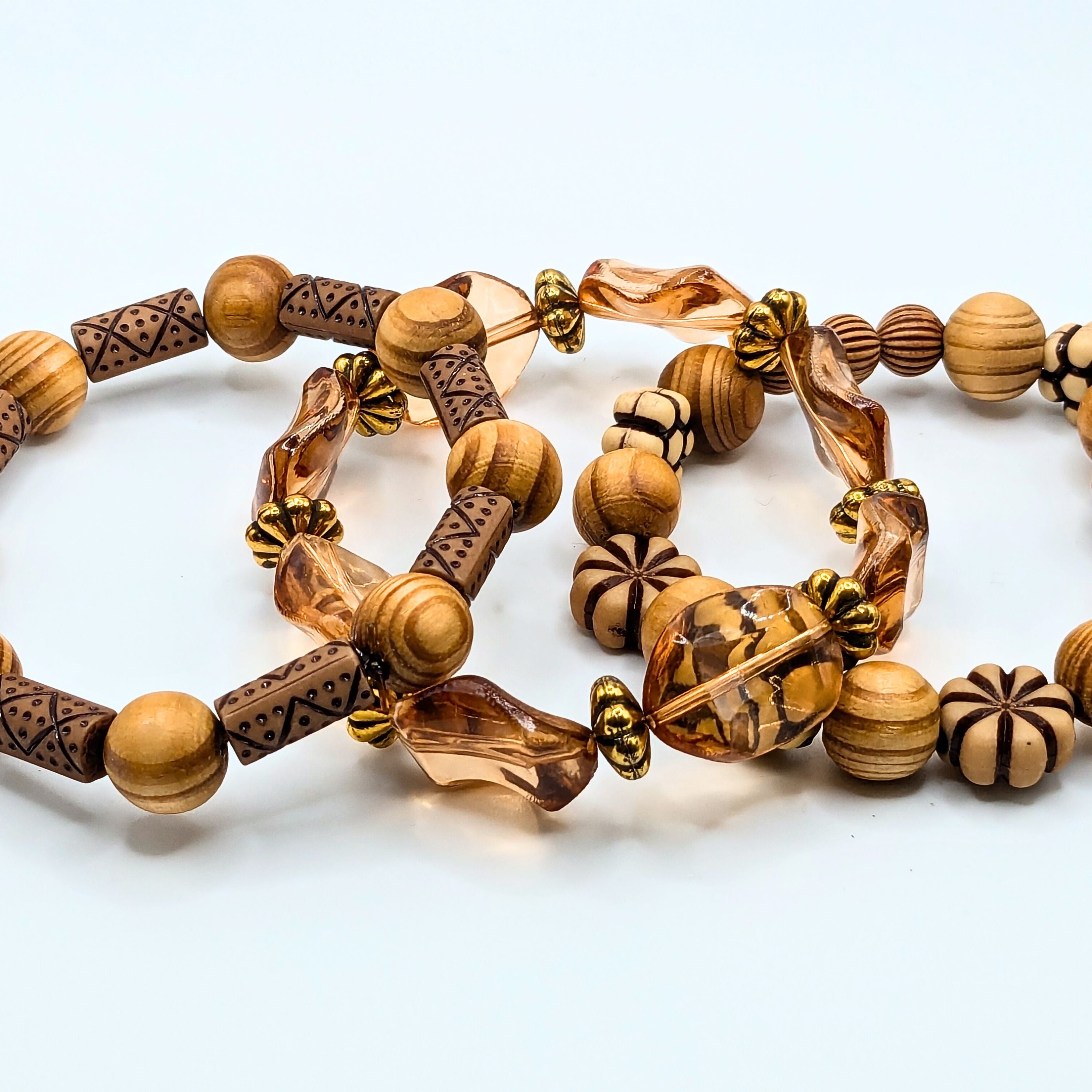 Brown Beaded Bracelets for Women Jewelry Boho Beaded 3 Stacked Set image 1