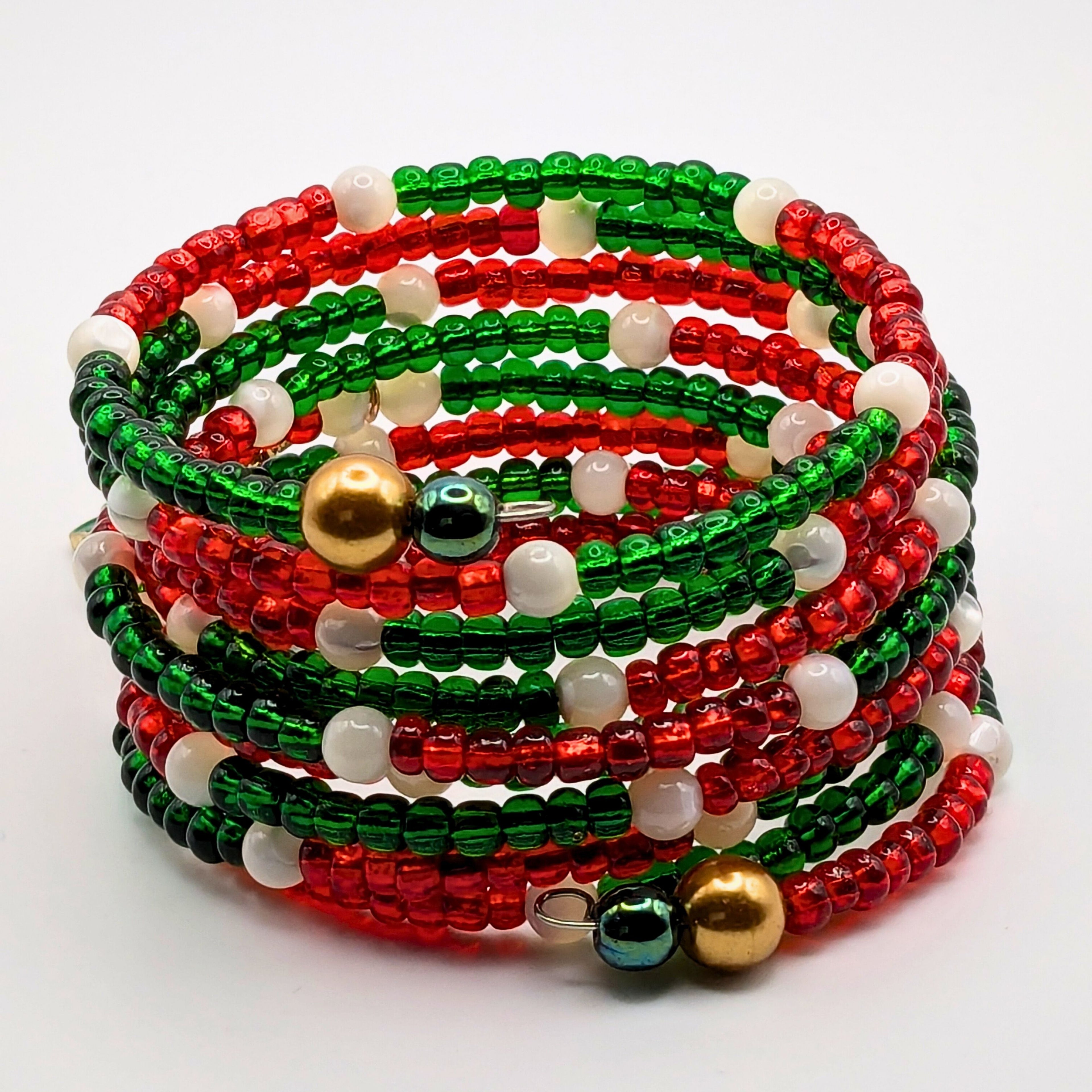 Super Chunky Christmas Beaded Wrap Cuff Bracelet image 2