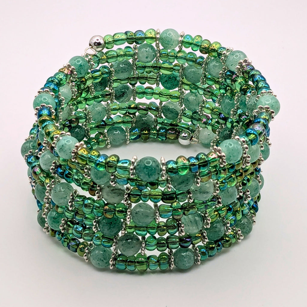 Chunky 7 Layer Beaded Wrap Cuff Bracelet image 1