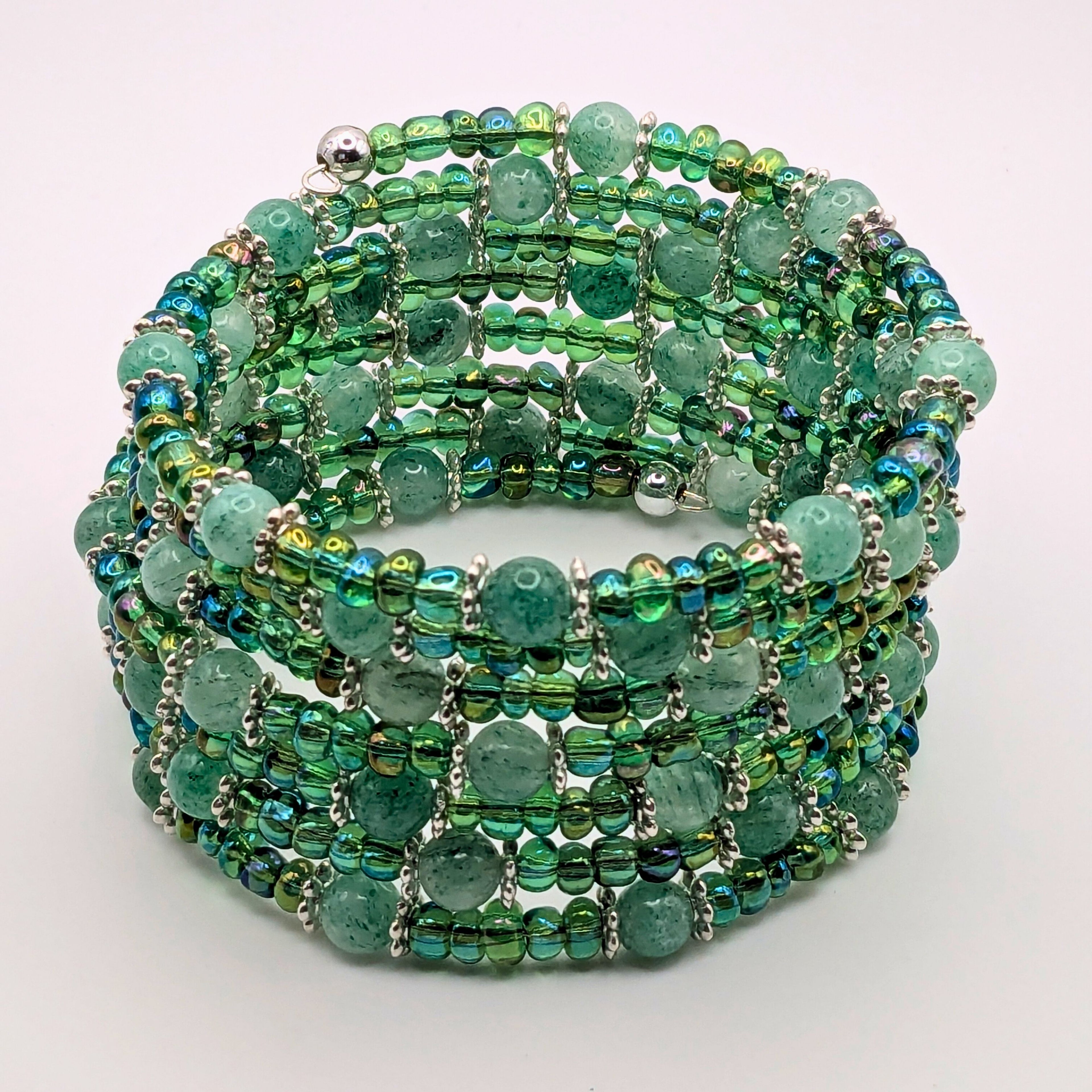 Chunky 7 Layer Beaded Wrap Cuff Bracelet image 1