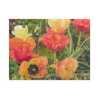 Poppy Field Watercolor Art Print, Red Orange & Yellow Flowers in Snow, Spring Floral Wall Art, Colorful Nature Landscape Poster