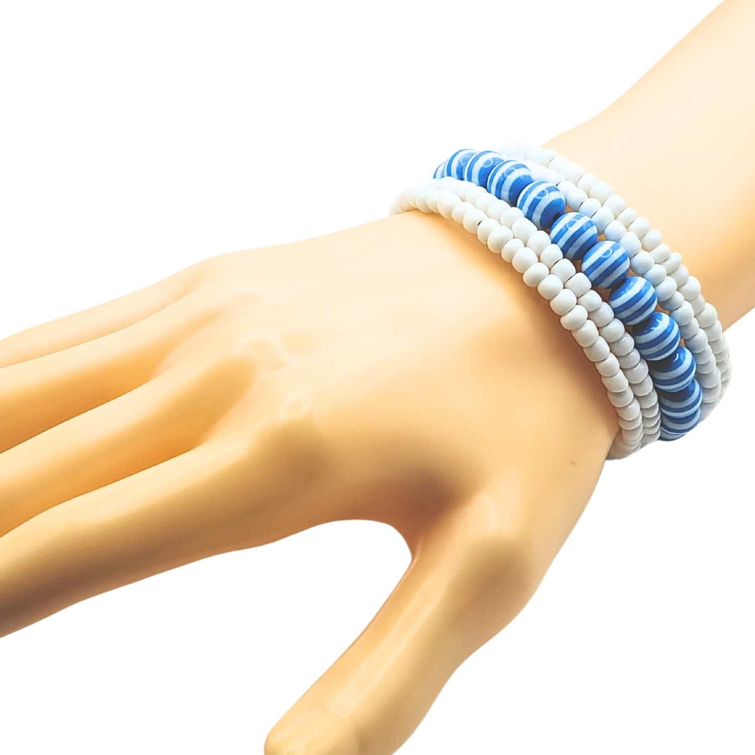 Blue Nautical Beaded Cuff Bracelet image 0