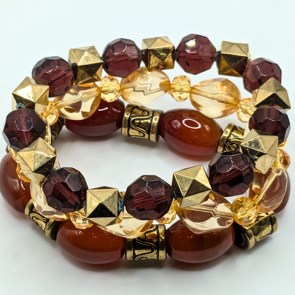 Brown Beaded Bracelets for Women Jewelry Boho Beaded 3 Stacked Set image 4
