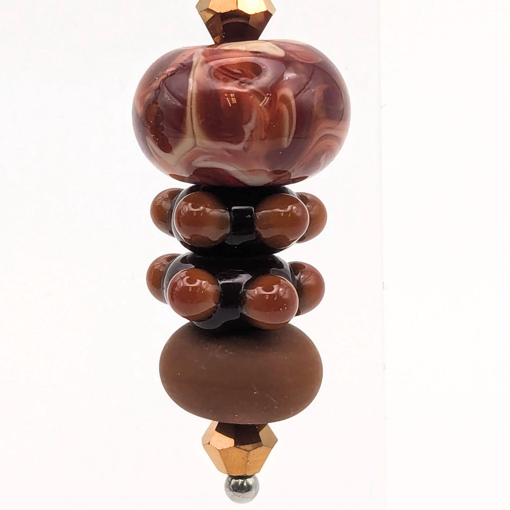 Brown Stacked Dangle Earrings image 3