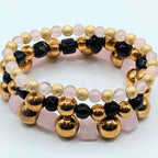 Pale Pink Beaded Bracelets for Women Jewelry Boho Beaded 3 Stacked Set image 4