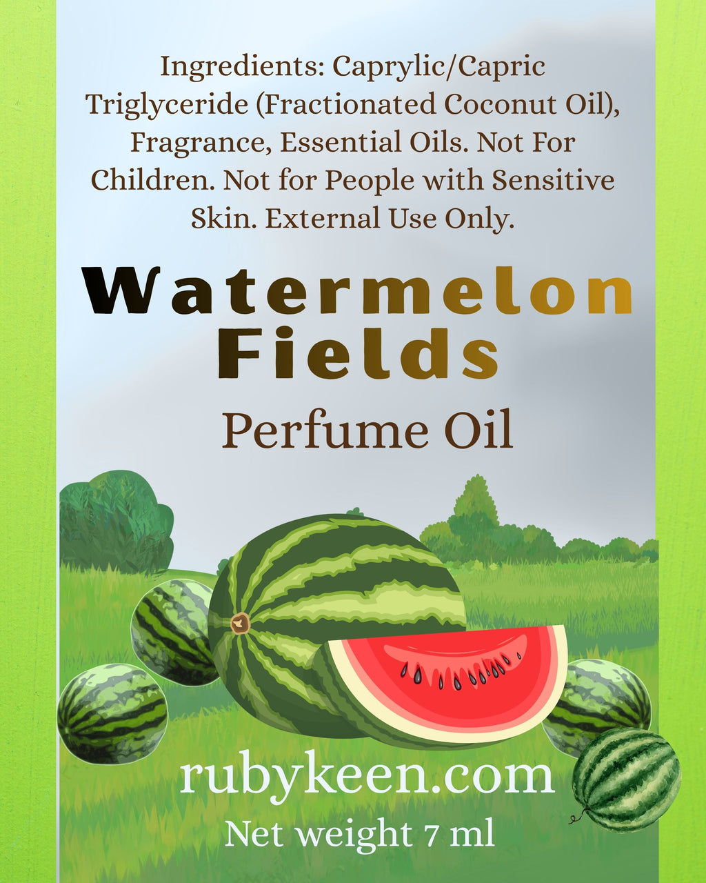 Watermelon Fields Perfume Oil | Fresh Watermelon & Cut Grass Fragrance 7 ml image 3