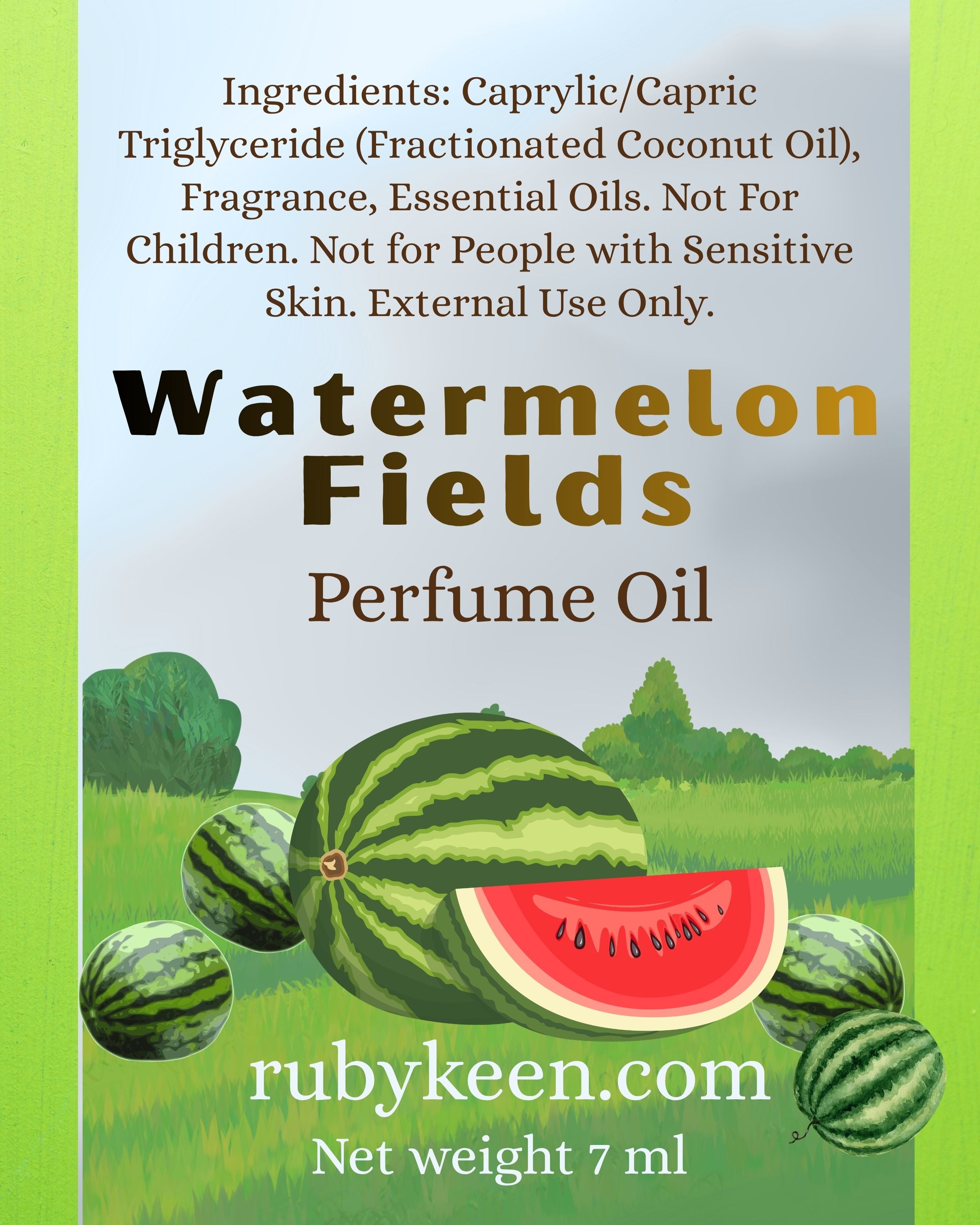 Watermelon Fields Perfume Oil | Fresh Watermelon & Cut Grass Fragrance 7 ml image 3