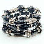 Black Beaded Bracelets for Women Jewelry Boho Beaded 3 Stacked Set image 1