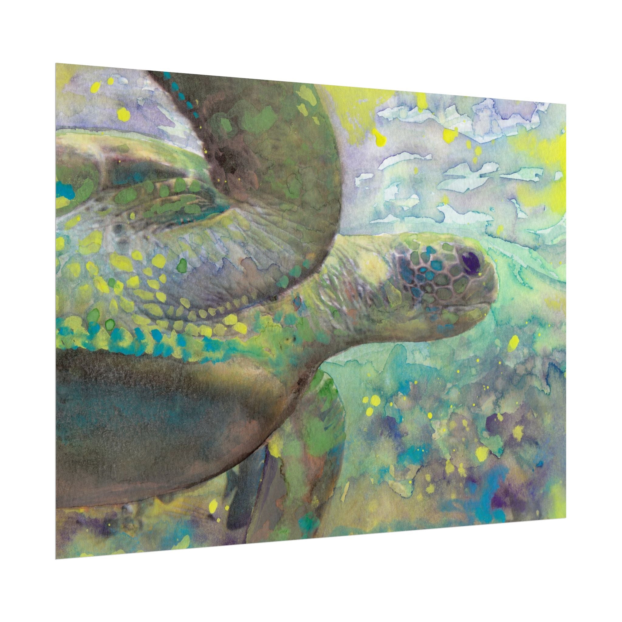 Tropical Sea Turtle Watercolor Poster, Underwater Turtle Wall Art, Ocean Fine Art Print, Tropical Beach Decor, Sea Life Gift