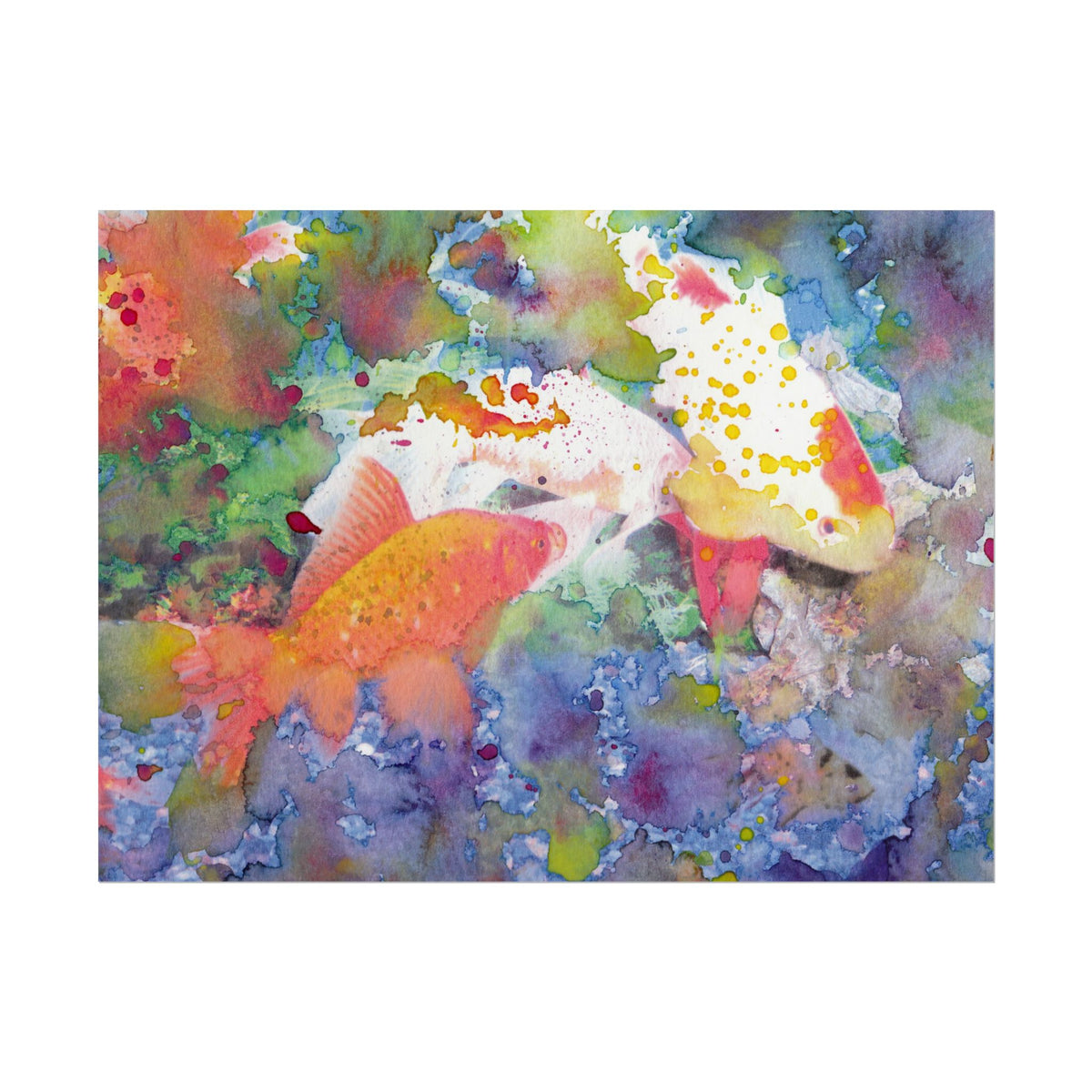 Koi Fish Wall Art, Colorful Watercolor Koi Fish Poster, Vibrant Aquatic Art Print, Japanese Fish Wall Decor, Colorful Home Decor