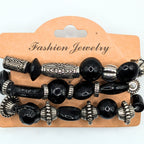 Black Beaded Bracelets for Women Jewelry Boho Beaded 3 Stacked Set image 4