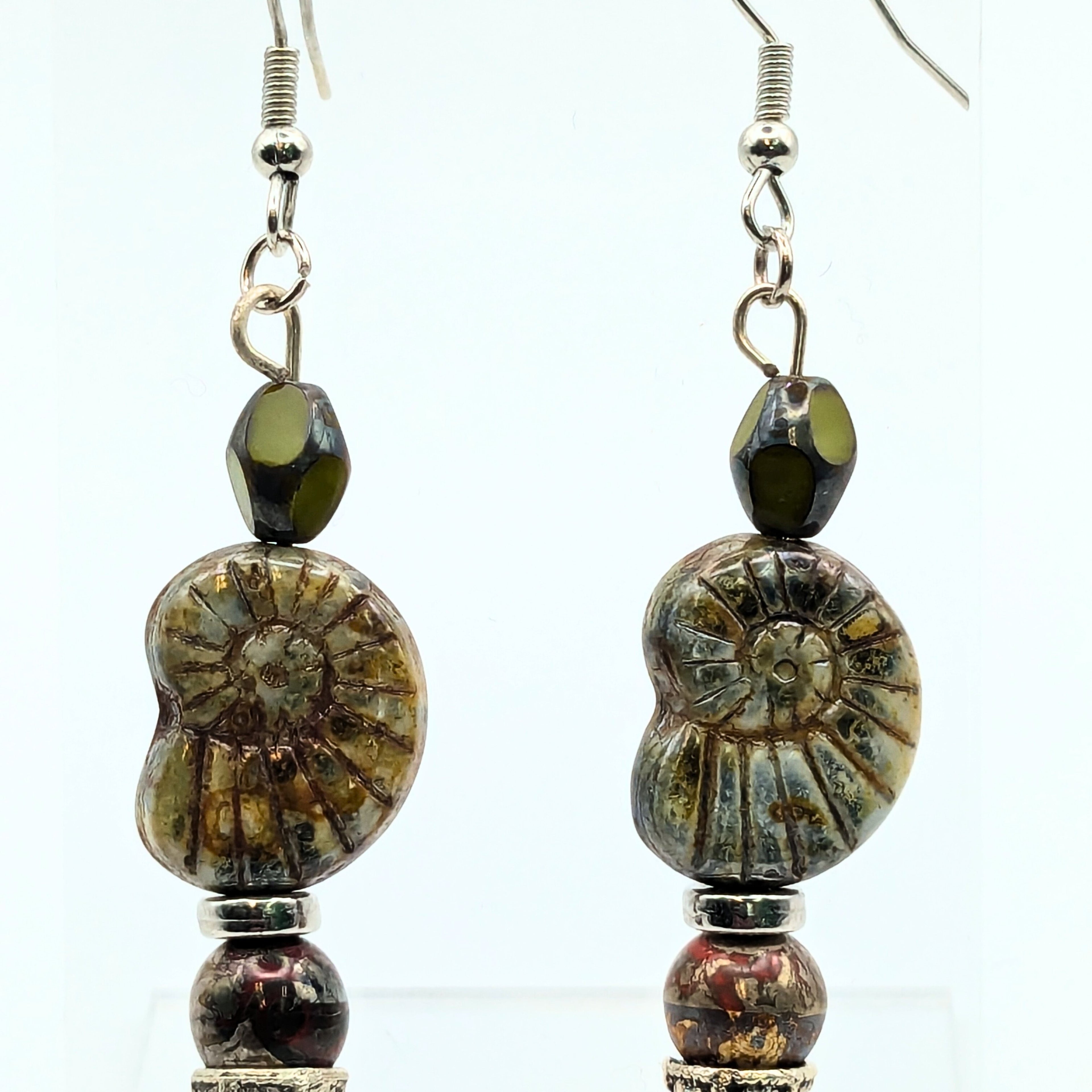 Czech Glass Nautalis Dangle Earrings image 1