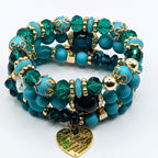 Teal Beaded Bracelets for Women Jewelry Boho Beaded 4 Stacked Set image 3