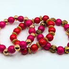 Hot Pink Beaded Bracelets for Women Jewelry Boho Beaded 3 Stacked Set image 3