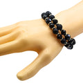 Satin Black Beaded Cuff Bracelet image 0