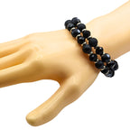 Satin Black Beaded Cuff Bracelet image 0