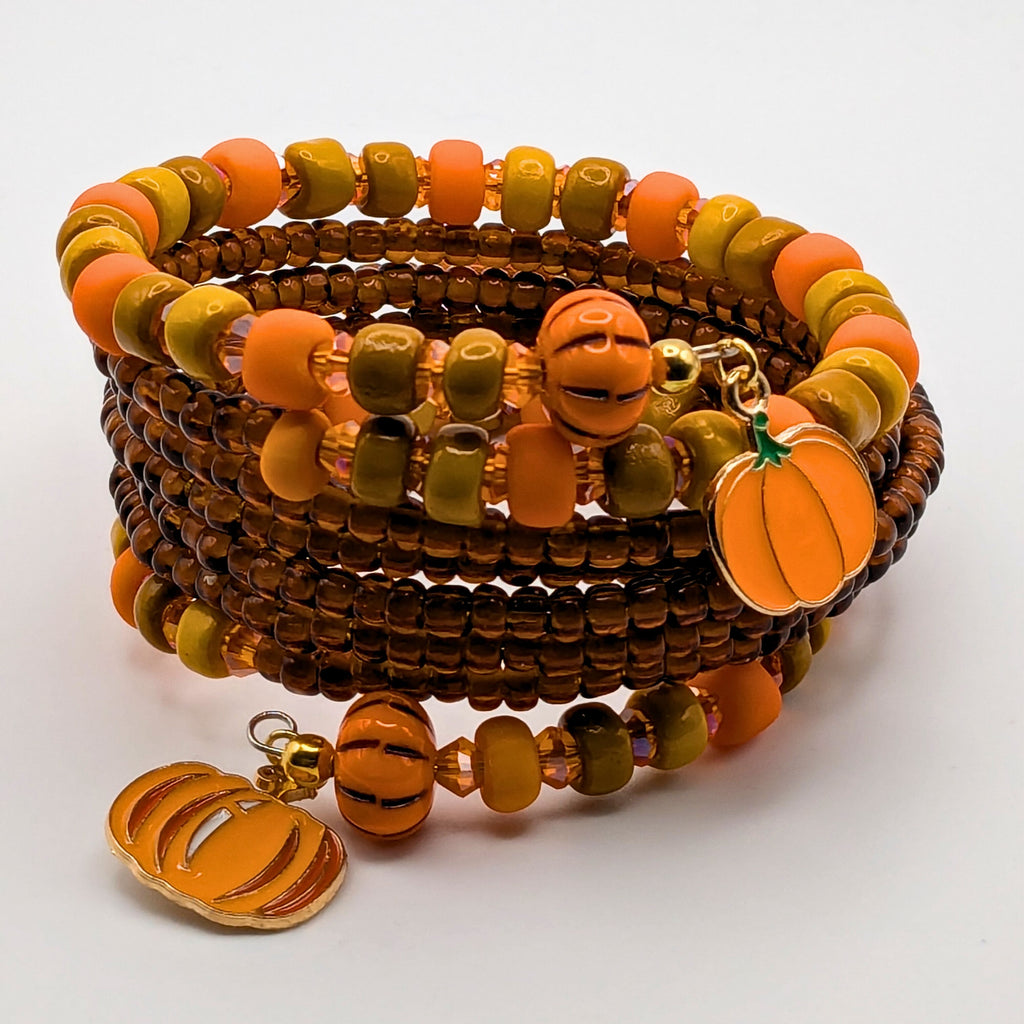 Fall Pumpkin Pie Beaded Cuff Bracelet image 2