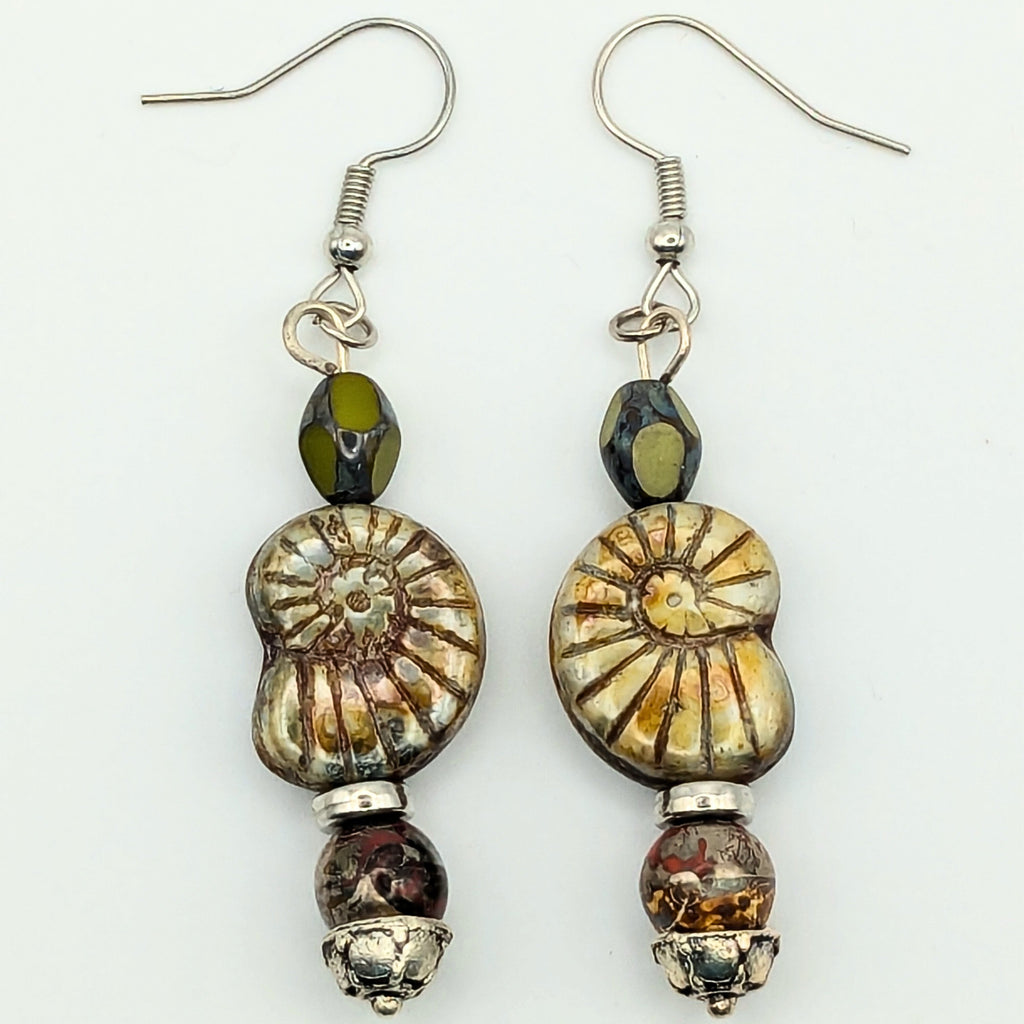 Czech Glass Nautalis Dangle Earrings image 3