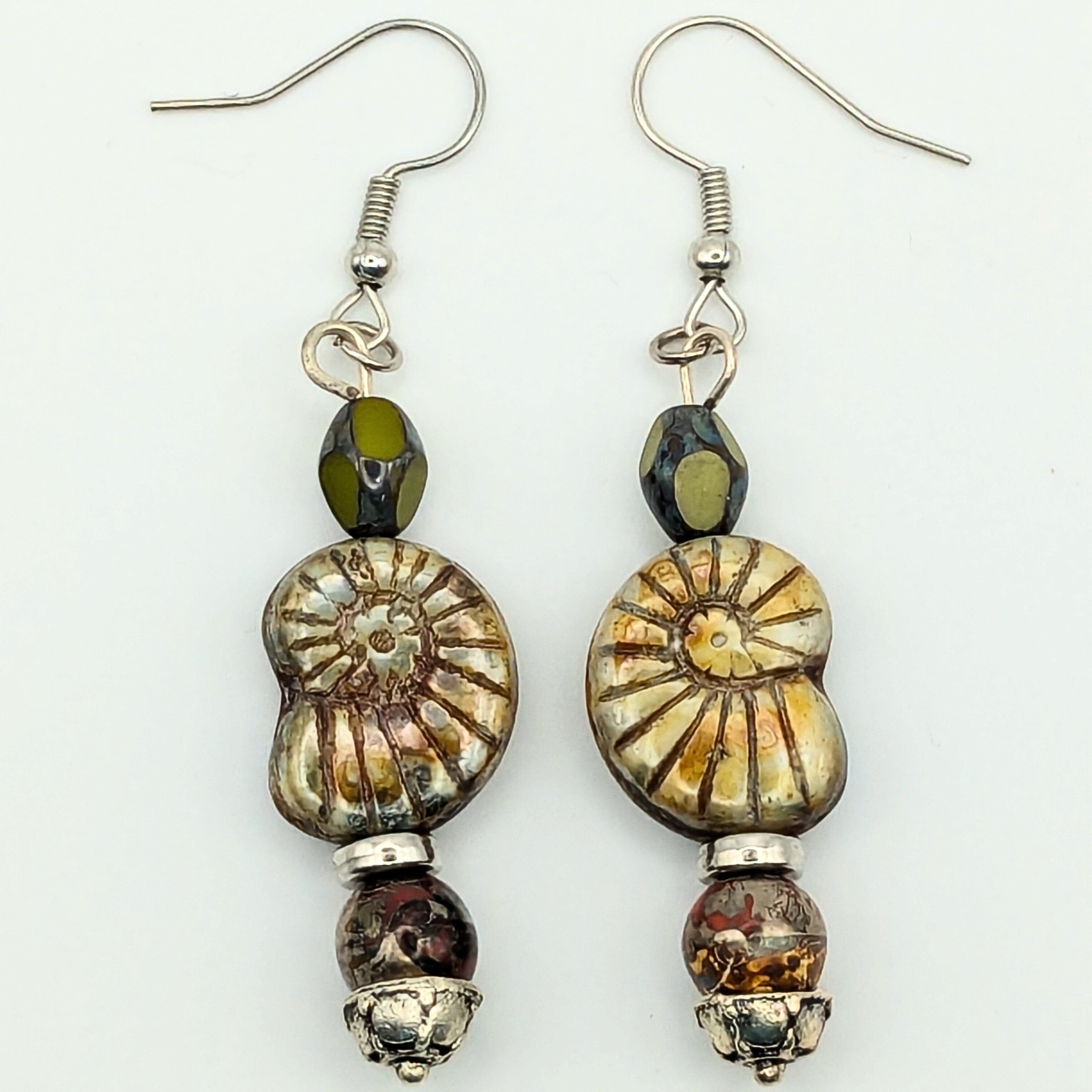 Czech Glass Nautalis Dangle Earrings image 3