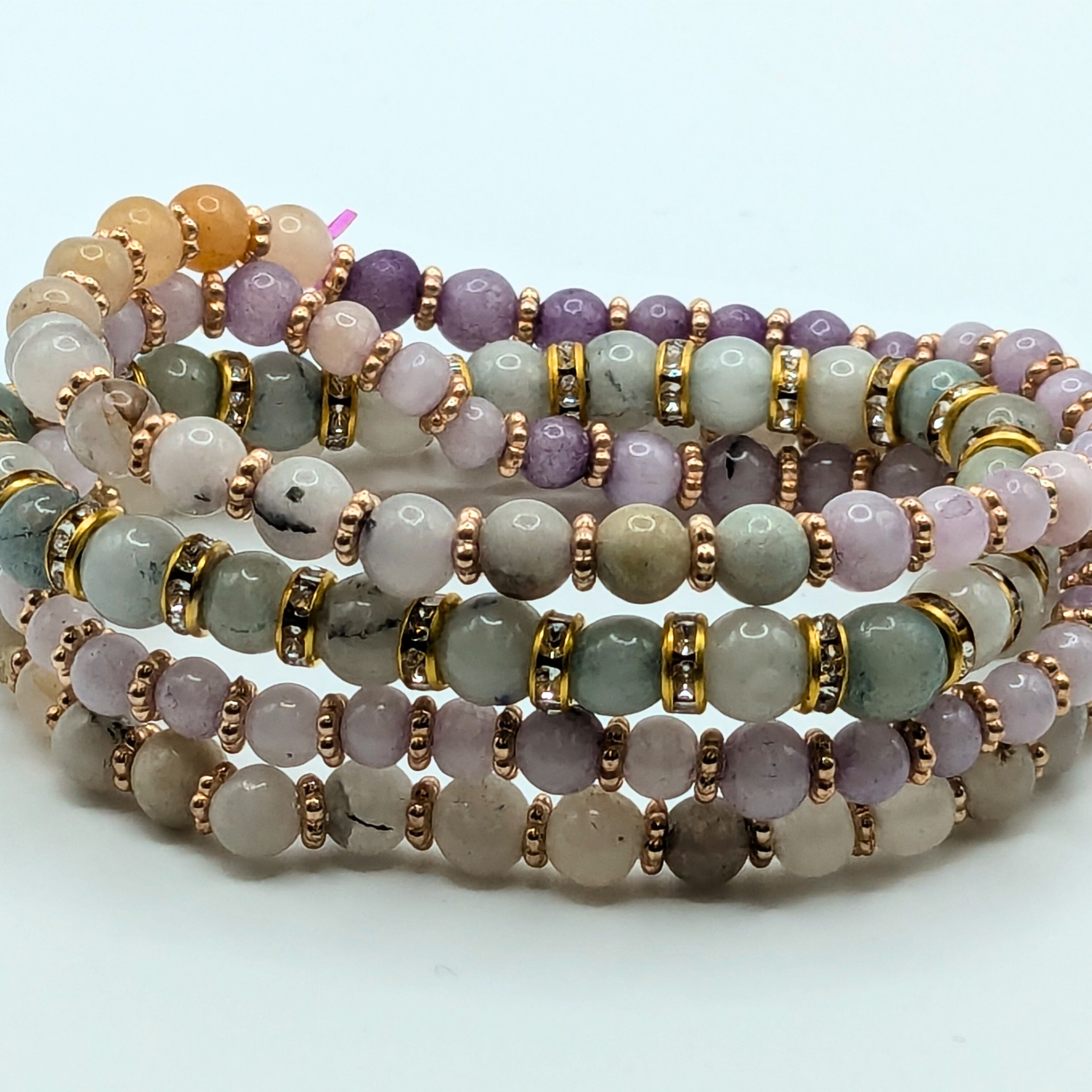 Gemstone Beaded Bracelets for Women Trendy Jewelry Boho 4 Stacked Set image 4