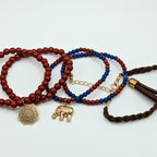 Red And Blue Beaded Bracelets for Women Jewelry Boho Beaded 5 Stacked Set image 3