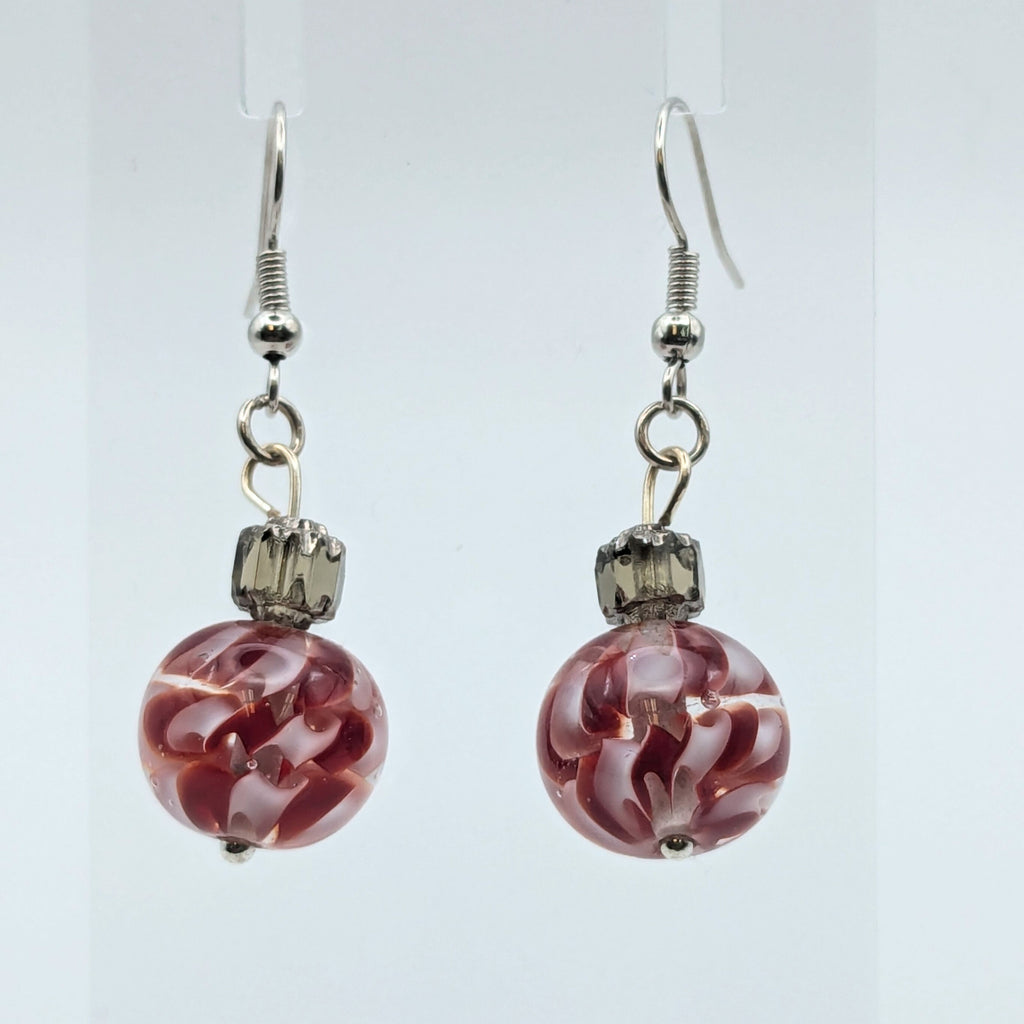 Red Marbled Dangle Earrings image 3