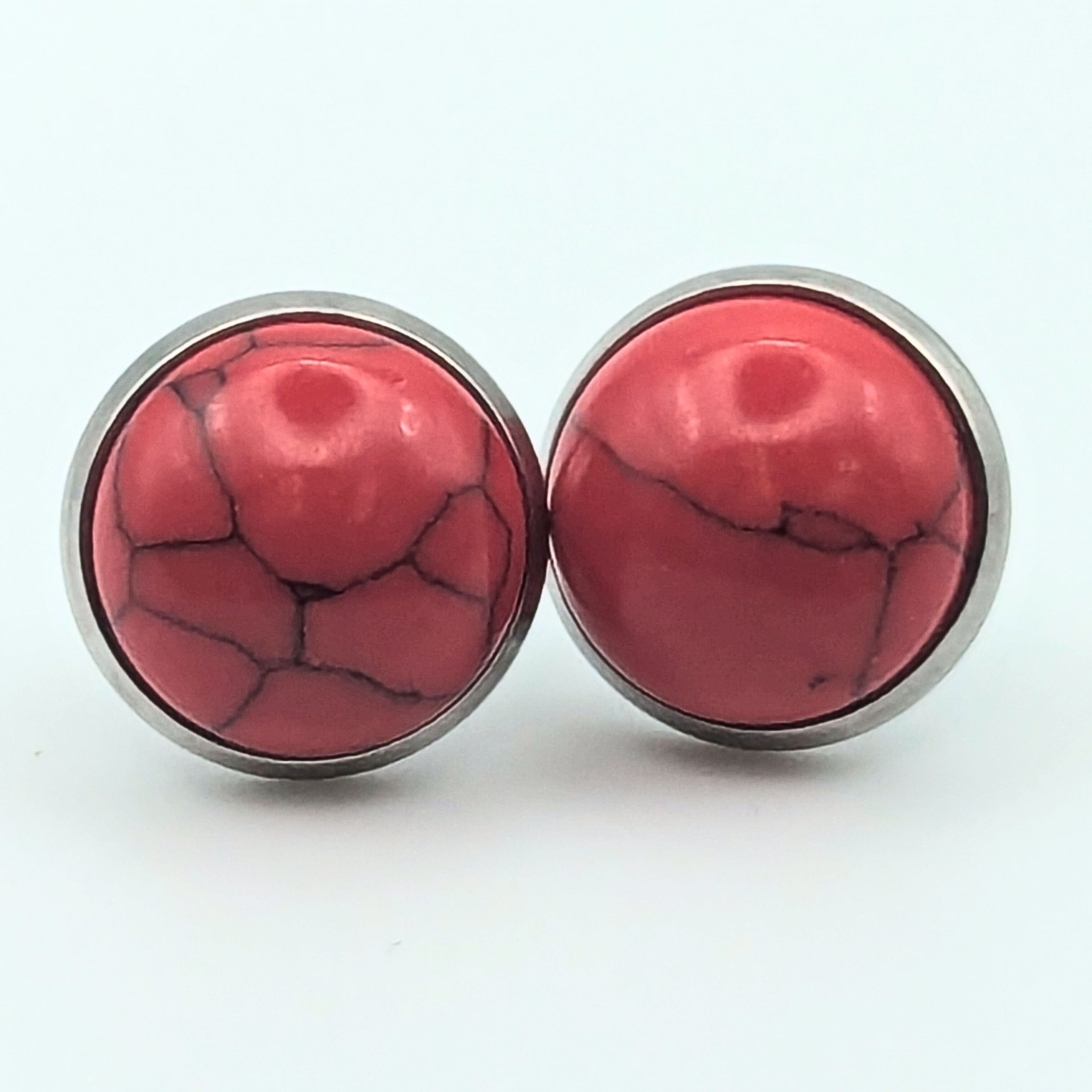 Red Stone Stud Earrings image 0