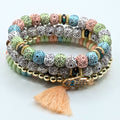 Pastel Beaded Bracelets for Women Jewelry Boho Beaded 4 Stacked Set image 0