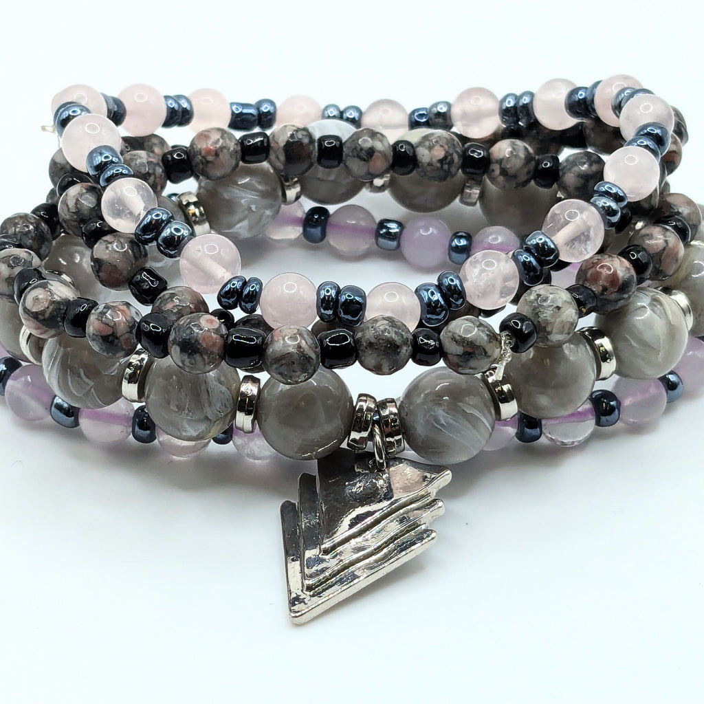 Gemstone Beaded Bracelets for Women Jewelry Boho Beaded 5 Stacked Set image 2