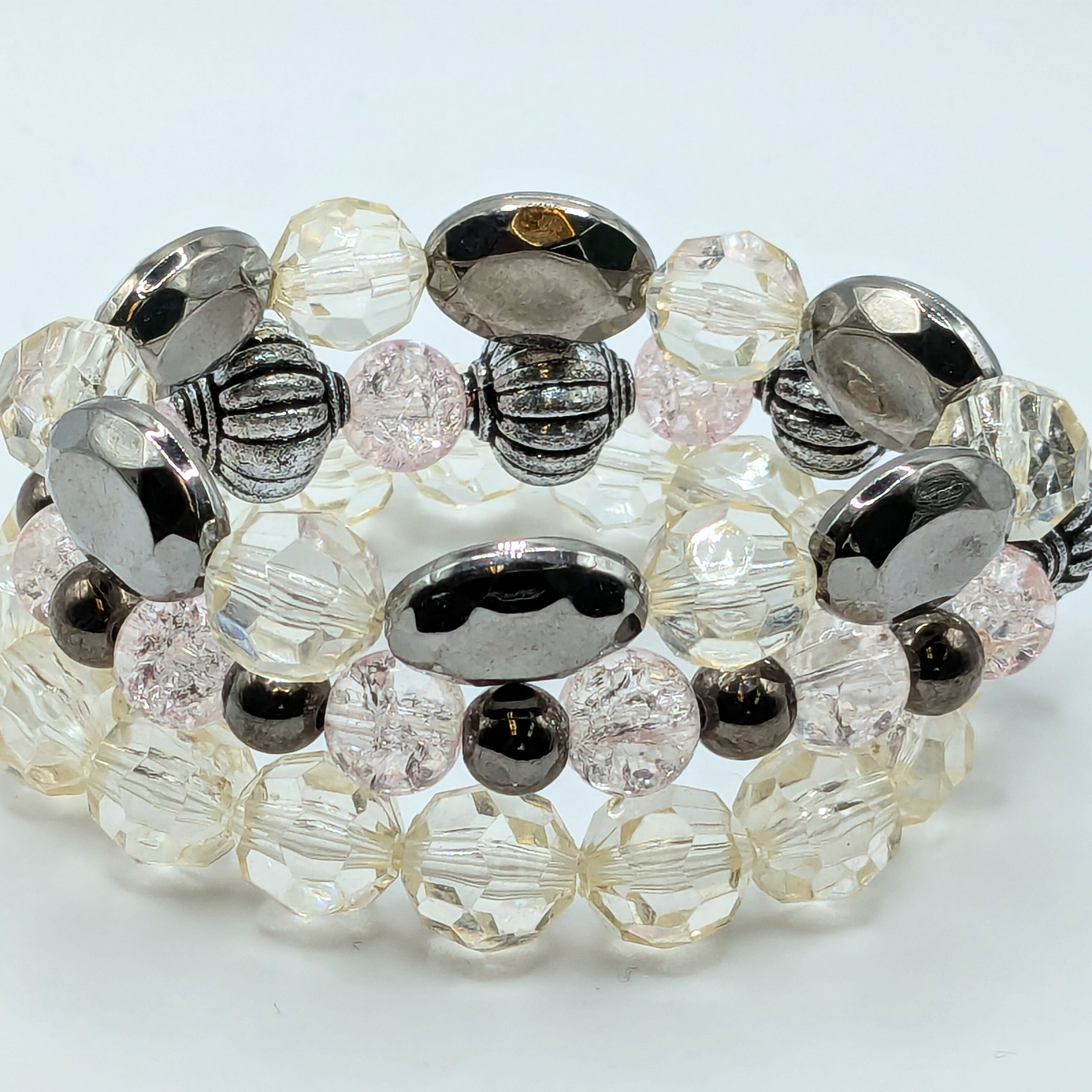 Silver Beaded Bracelets for Women Jewelry Boho Beaded 3 Stacked Set image 3