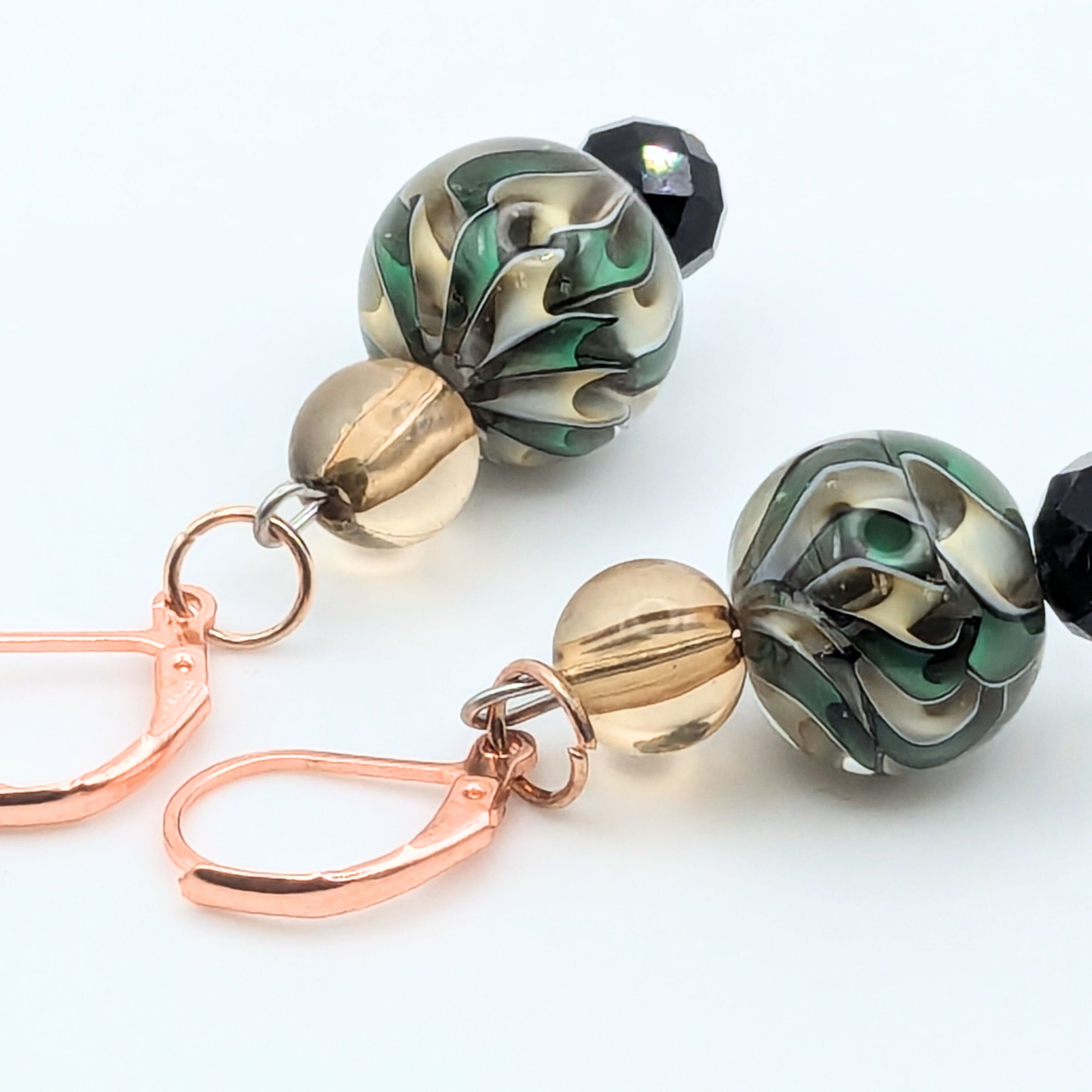 Green And Black Dangle Earrings image 3