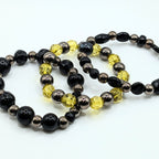 Black Mix Beaded Bracelets for Women Jewelry Boho Beaded 3 Stacked Set image 3